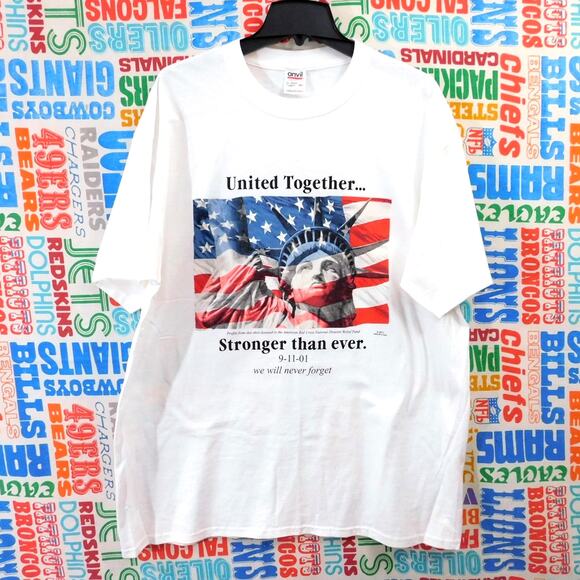 VTG United Together Stronger Than Ever 9 11 T Shirt Size XL Statue Of Liberty - Picture 1 of 4
